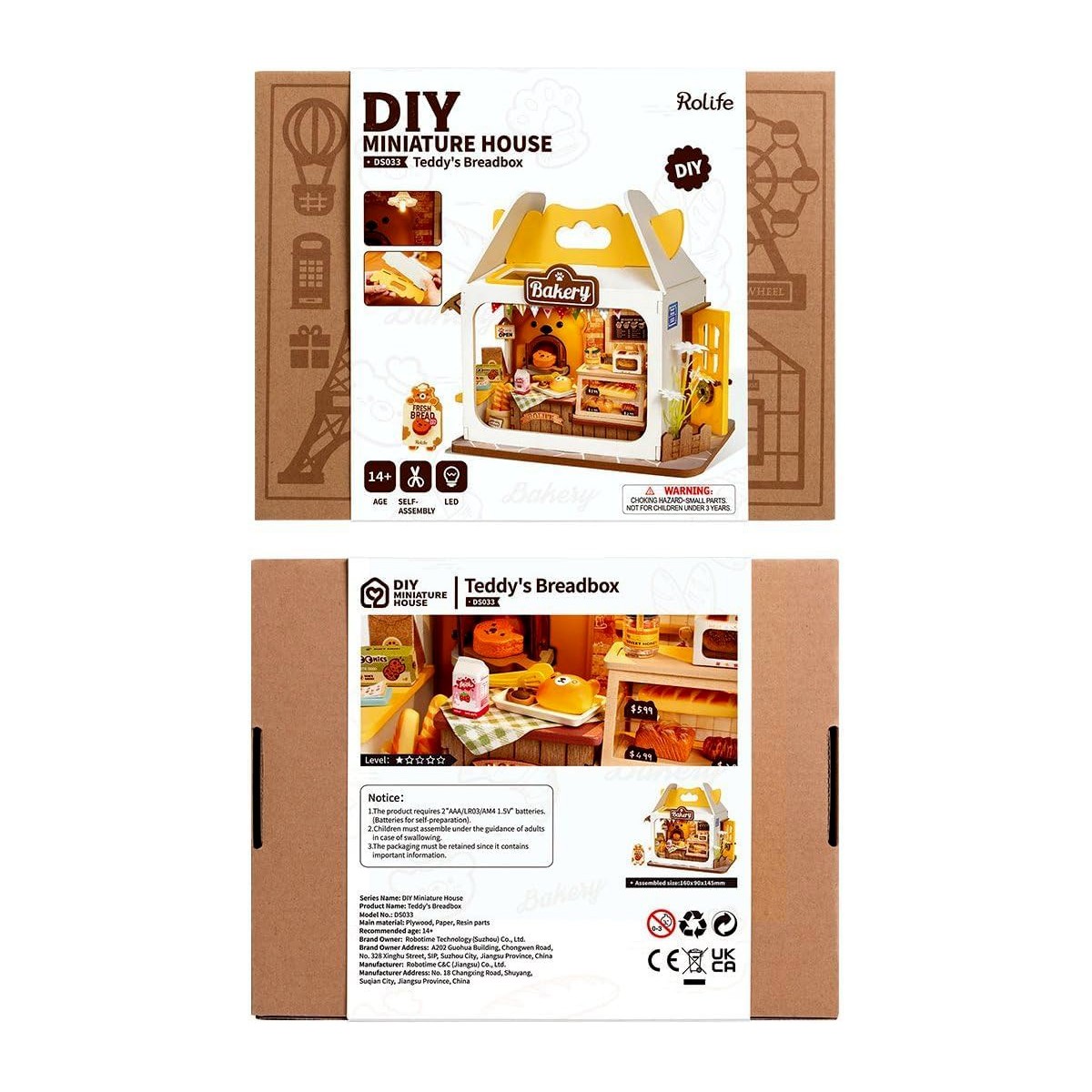 Maquette en bois lumineuse Boulangerie miniature