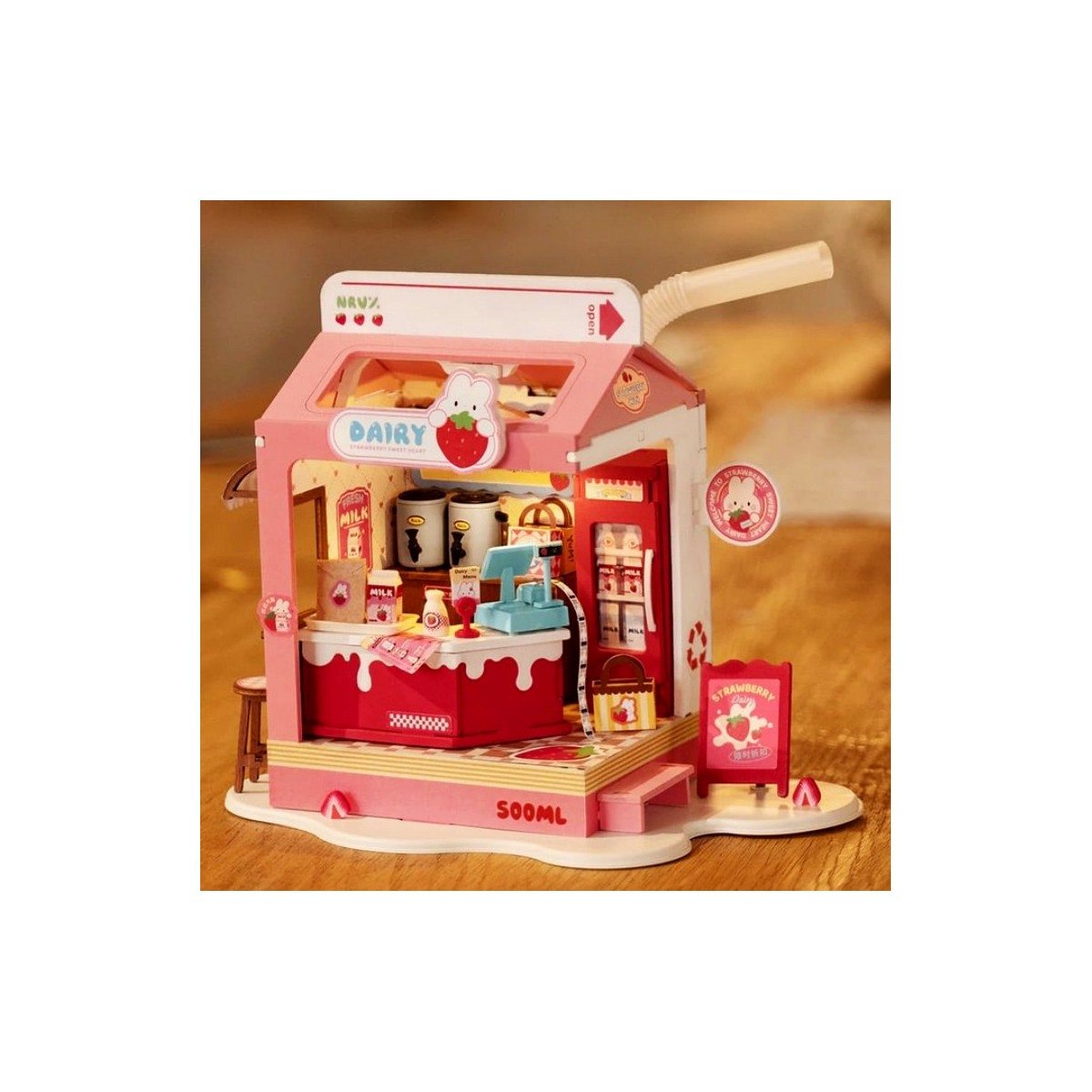 Maquette en bois lumineuse Laiterie miniature