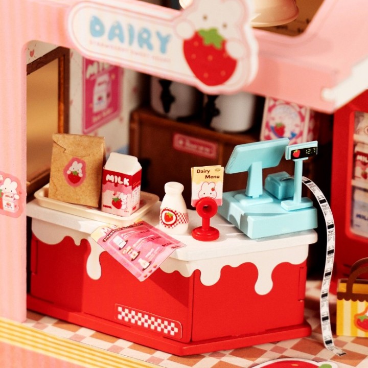 Maquette en bois lumineuse Laiterie miniature