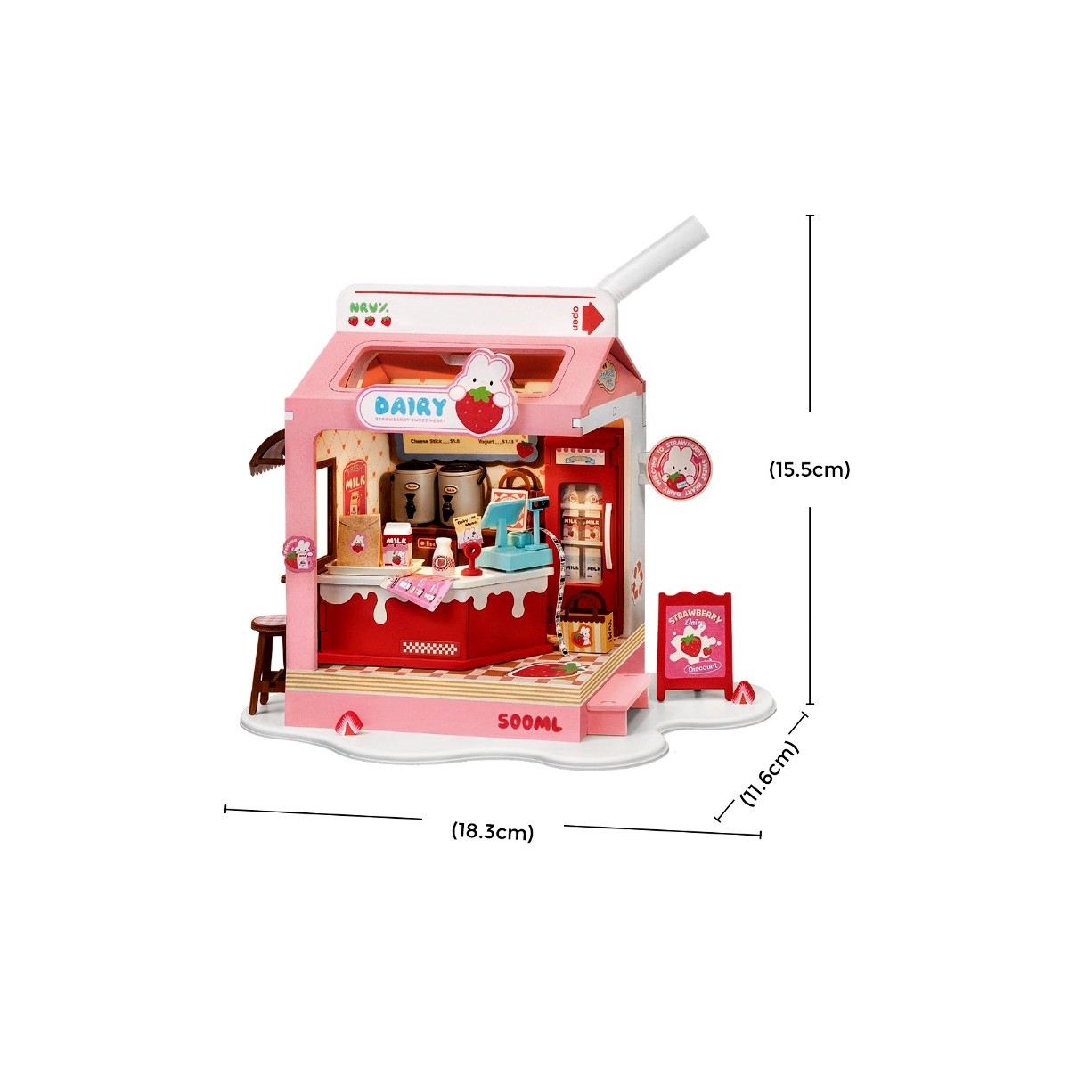 Maquette en bois lumineuse Laiterie miniature