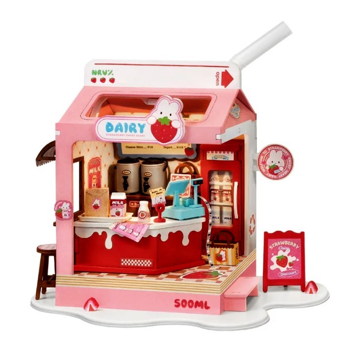 Maquette en bois lumineuse Laiterie miniature