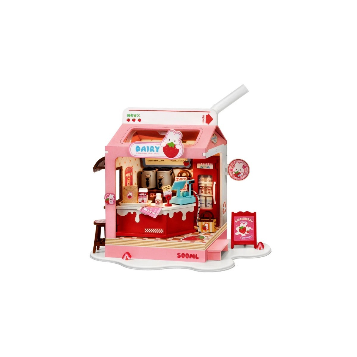 Maquette en bois lumineuse Laiterie miniature