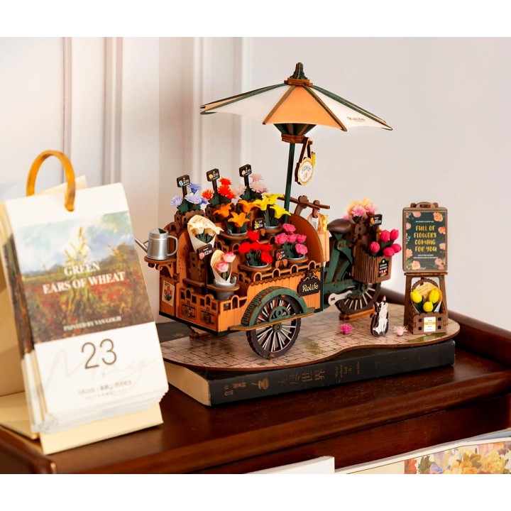 Maquette en bois Chariot de fleurs