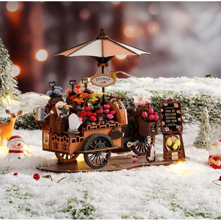 Maquette en bois Chariot de fleurs