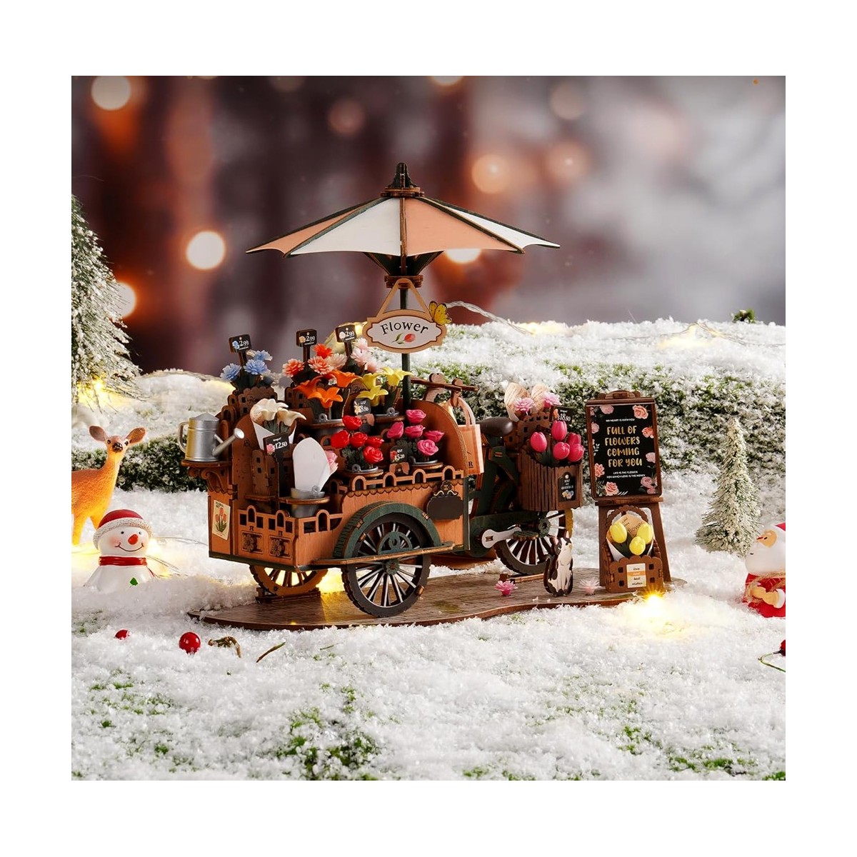 Maquette en bois Chariot de fleurs