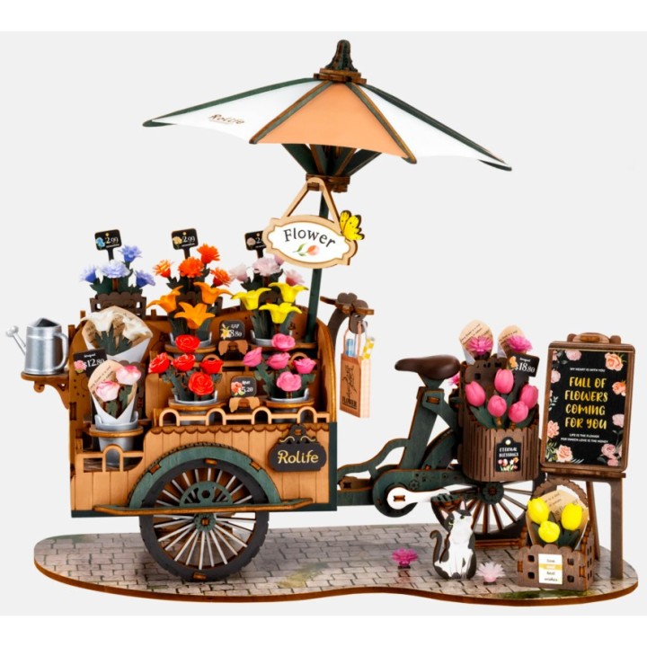 Maquette en bois Chariot de fleurs