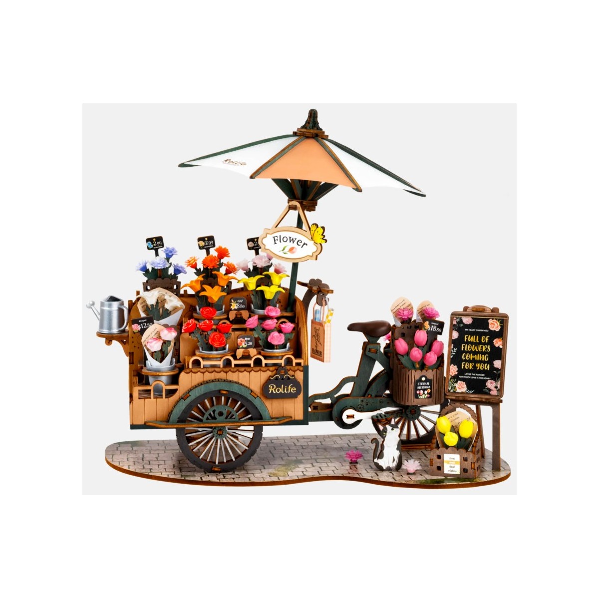 Maquette en bois Chariot de fleurs