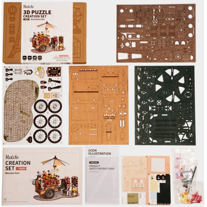 Maquette en bois Chariot de fleurs