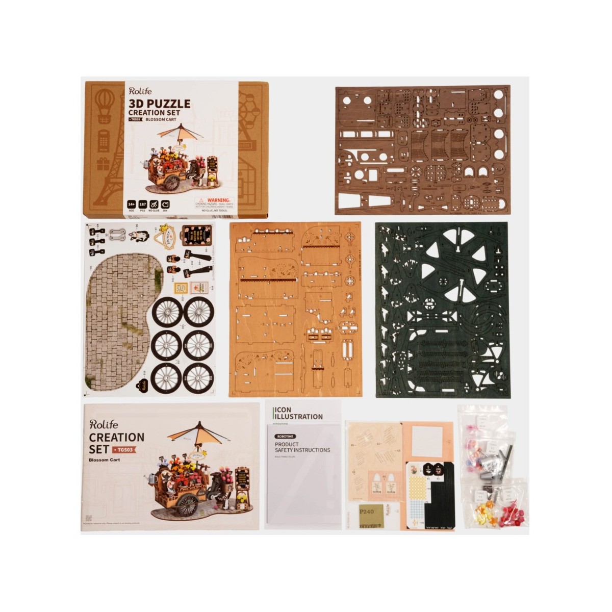 Maquette en bois Chariot de fleurs