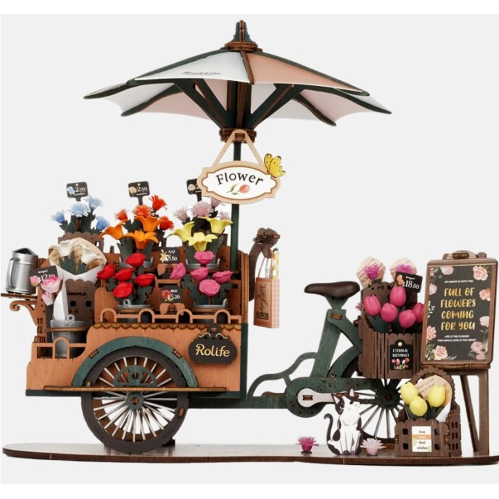 Maquette en bois Chariot de fleurs