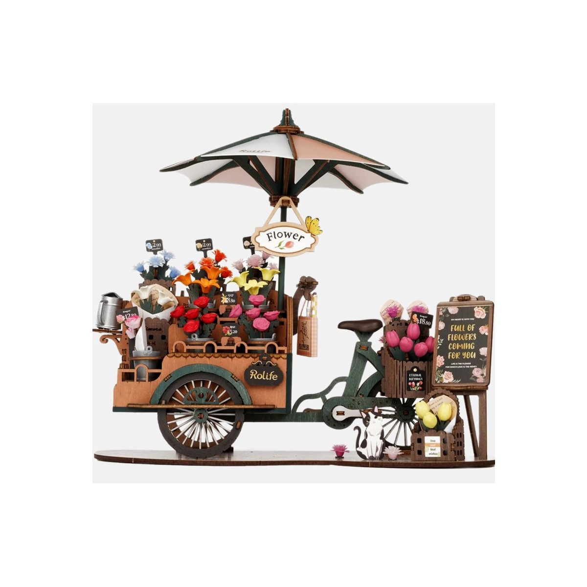 Maquette en bois Chariot de fleurs