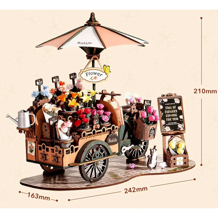 Maquette en bois Chariot de fleurs