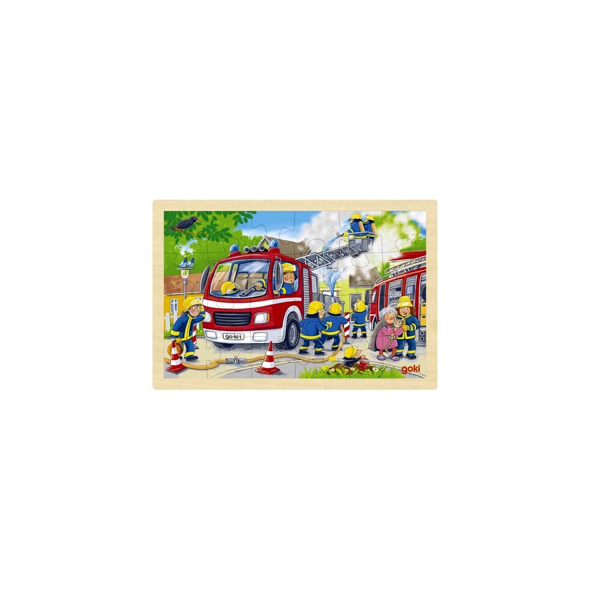 Puzzle cadre enfant en bois Pompiers 24 pièces