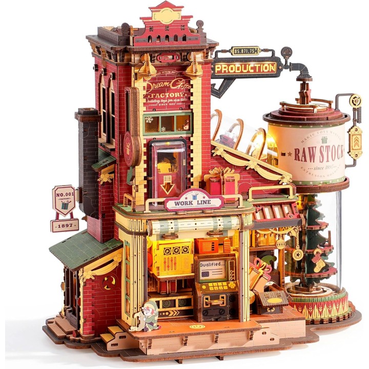 Maquette en bois Fabrique de cadeaux animée lumineuse sonore