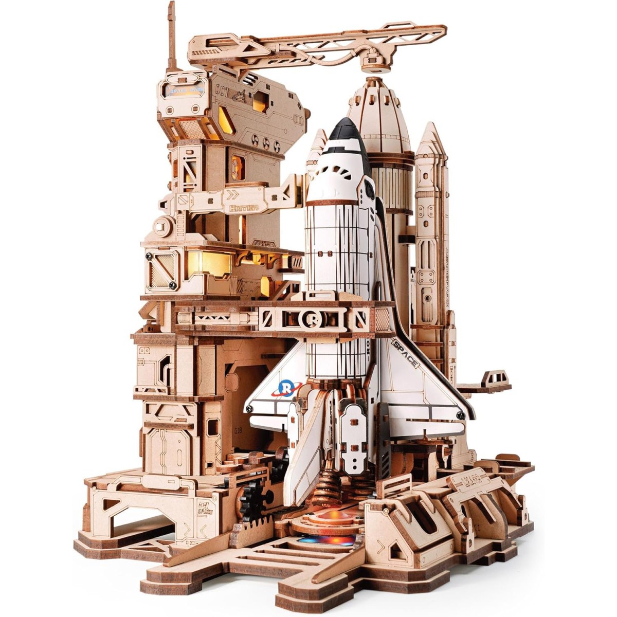 Maquette en bois animée lumineuse Navette spatiale