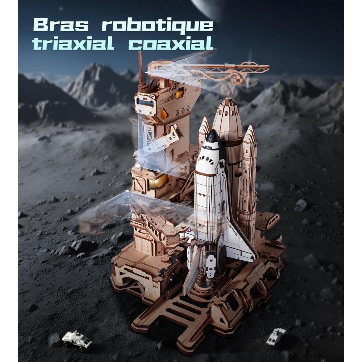 Maquette en bois animée lumineuse Navette spatiale