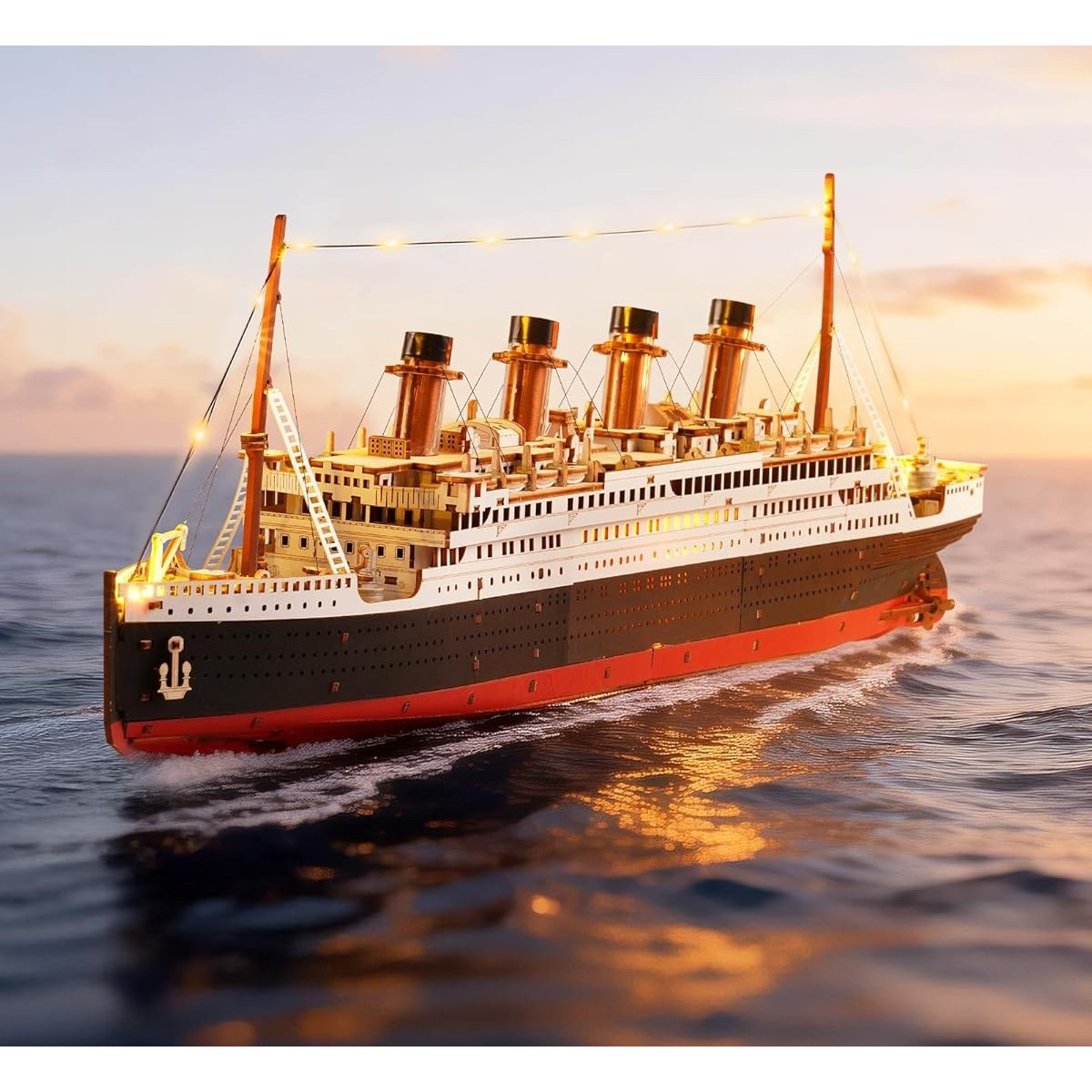 Maquette en bois lumineuse paquebot Titanic