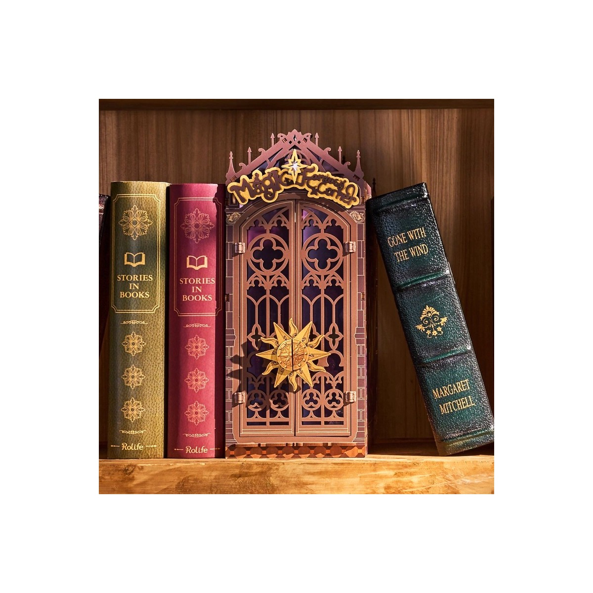 Maquette en bois lumineuse Serre-livres Coin Magique