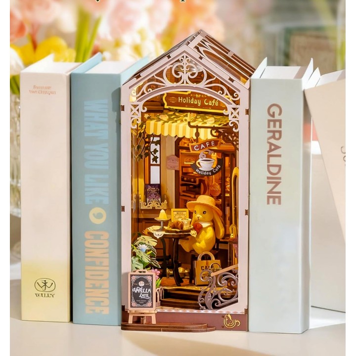 Maquette en bois lumineuse Serre-livres Terrasse de café