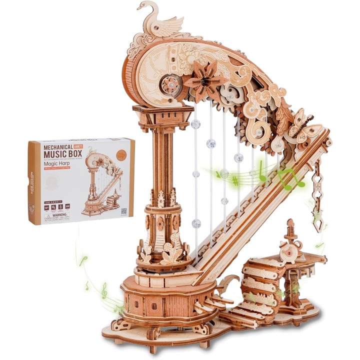 Maquette en bois animée musicale Harpe