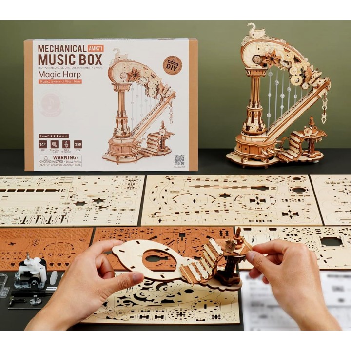 Maquette en bois animée musicale Harpe