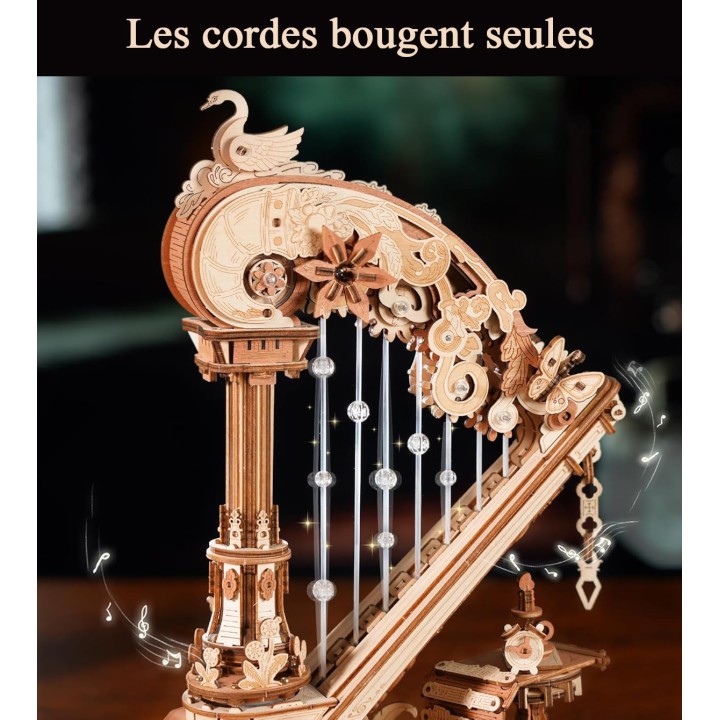Maquette en bois animée musicale Harpe