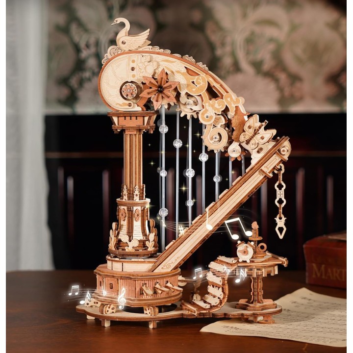 Maquette en bois animée musicale Harpe