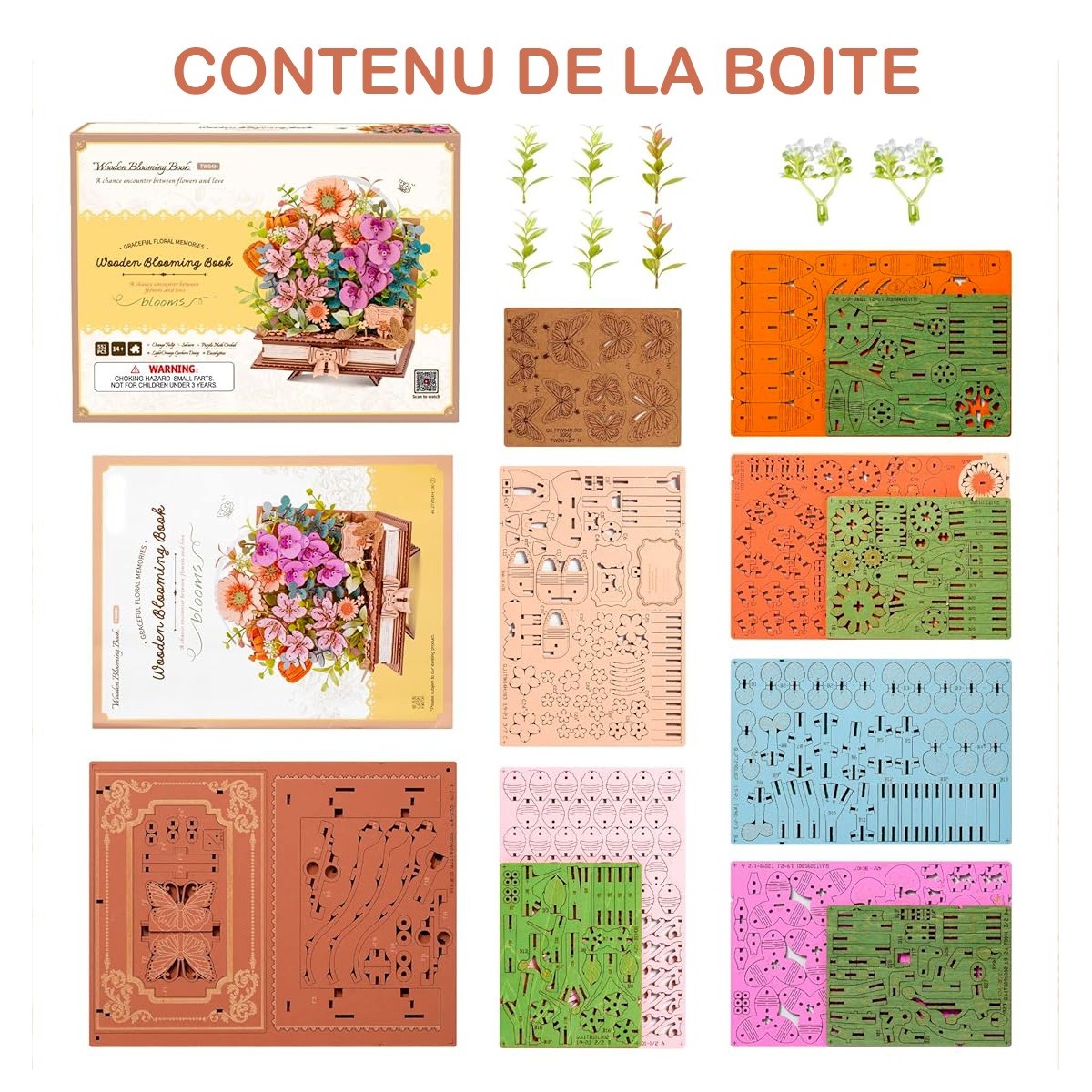 Maquette en bois Livre fleuri