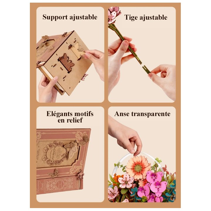 Maquette en bois Livre fleuri