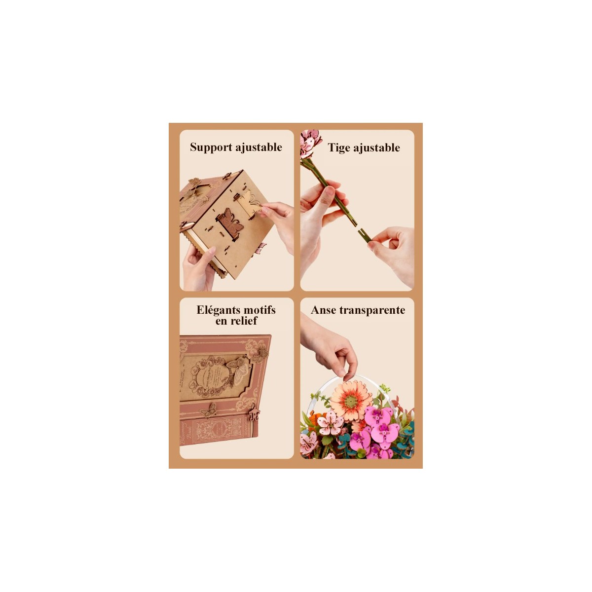 Maquette en bois Livre fleuri