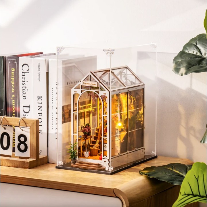 Boîte de présentation transparente anti-poussière pour Serre-livres