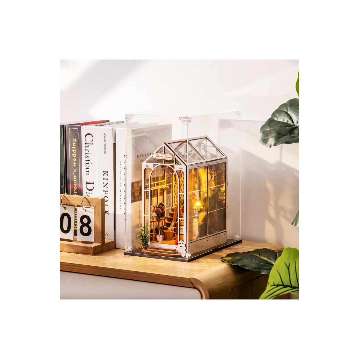 Boîte de présentation transparente anti-poussière pour Serre-livres