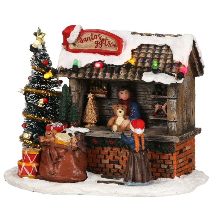 Stand de cadeaux enneigé lumineux LUVILLE