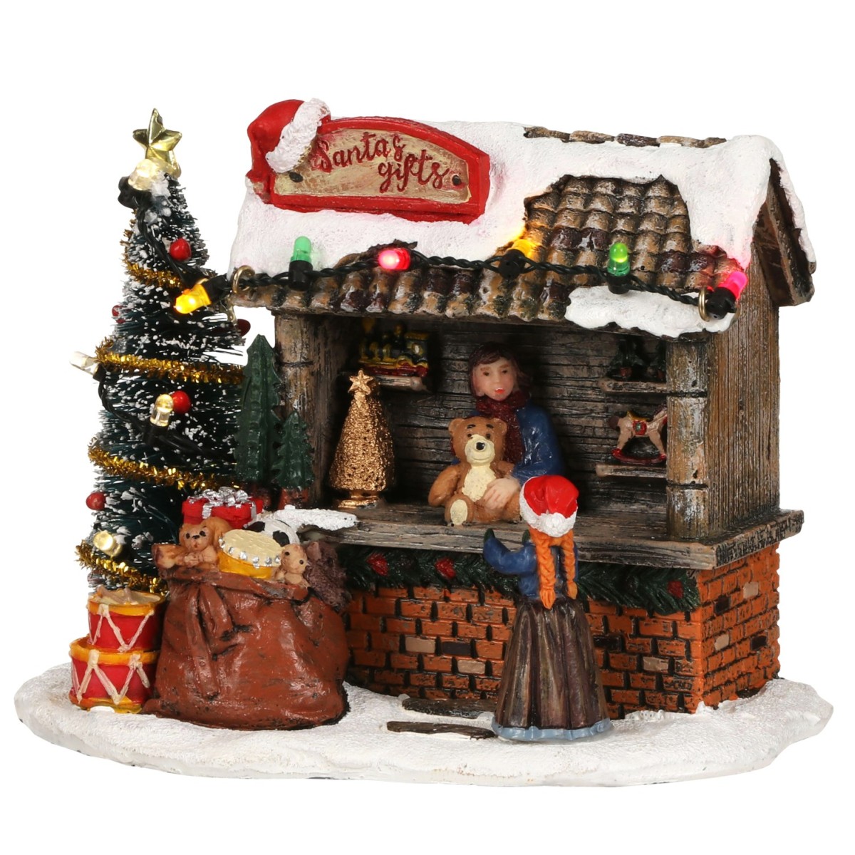 Stand de cadeaux enneigé lumineux LUVILLE