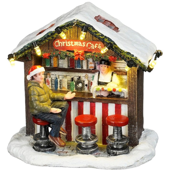 Cafe de noël enneigé lumineux LUVILLE
