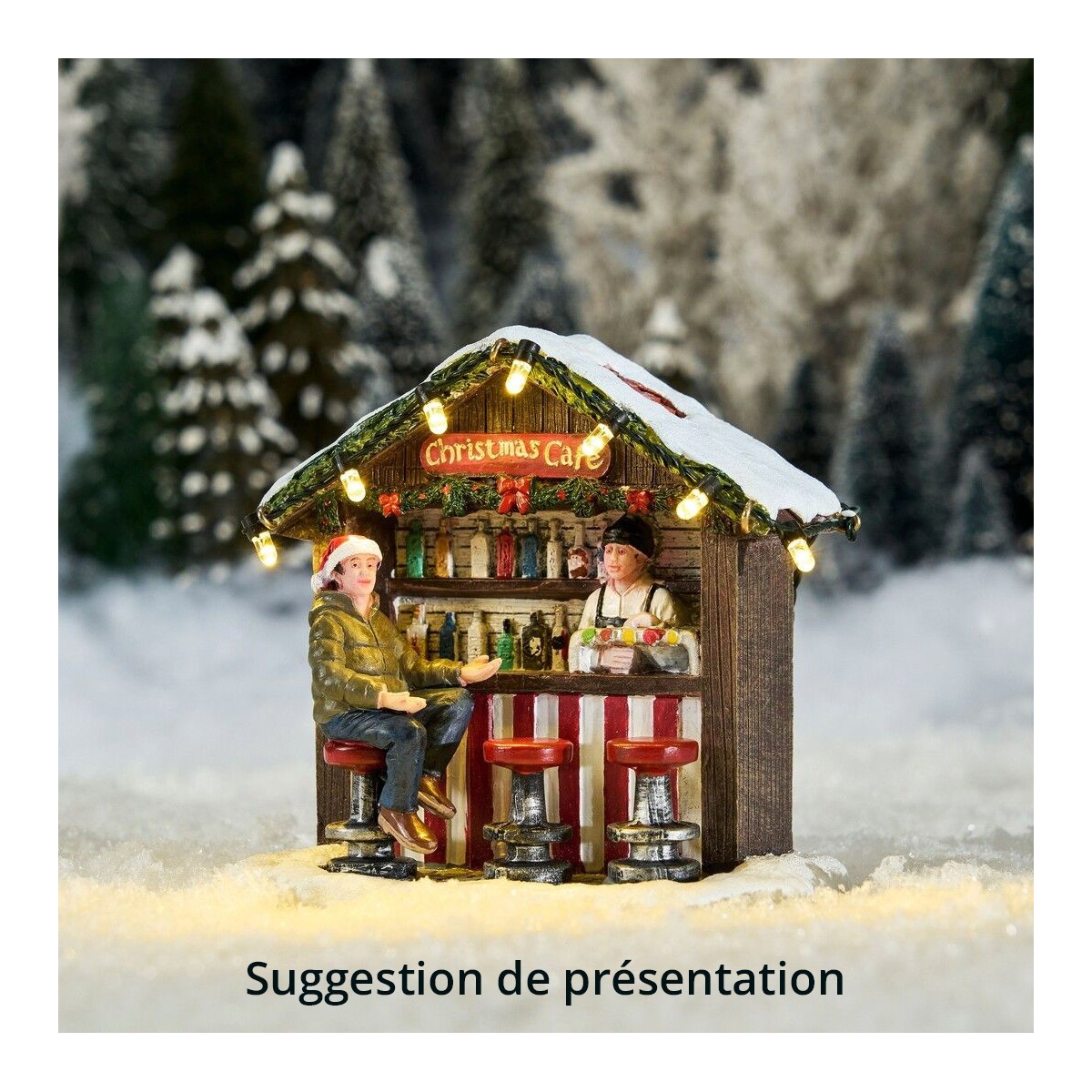 Cafe de noël enneigé lumineux LUVILLE