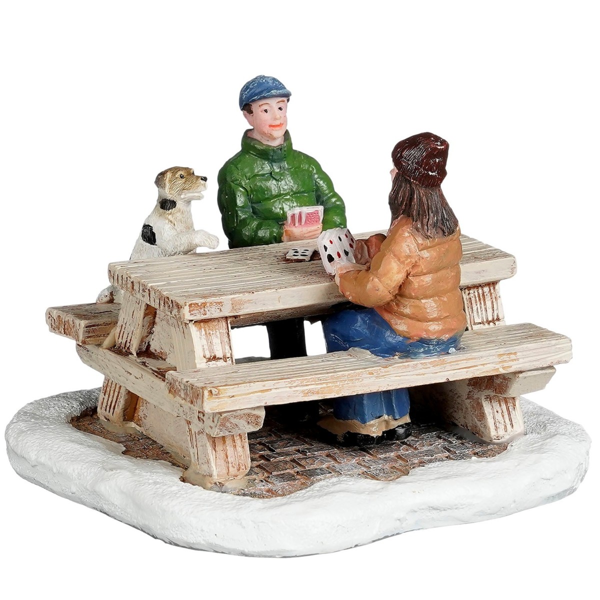 Couple et chien jouant aux cartes LUVILLE