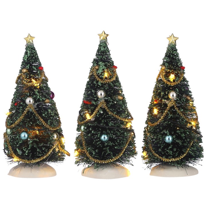 Sapins de Noël lumineux LUVILLE Lot de 3