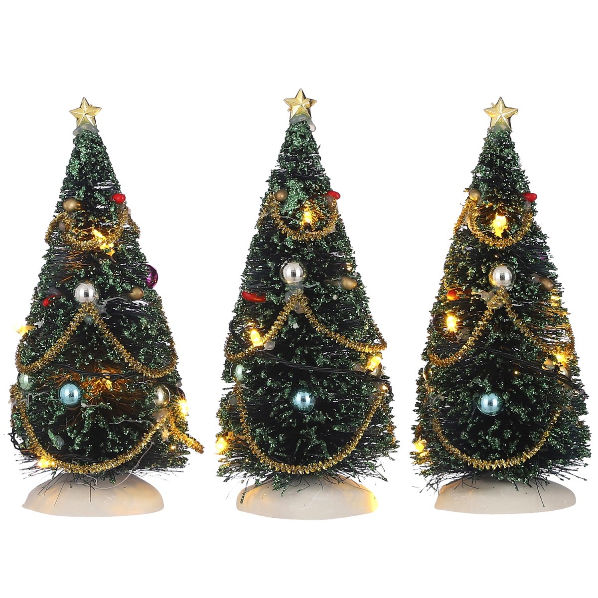 Sapins de Noël lumineux LUVILLE Lot de 3